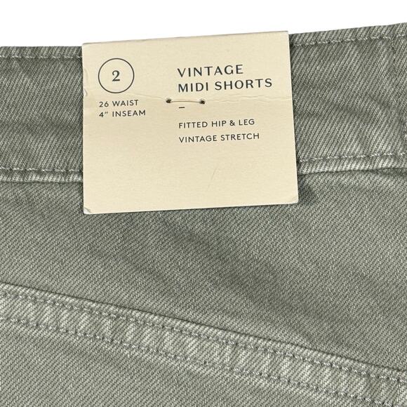 Universal Thread SZ 2/26 Vintage MIDI Jean Shorts Distressed Frayed Dusty Olive - Picture 4 of 8